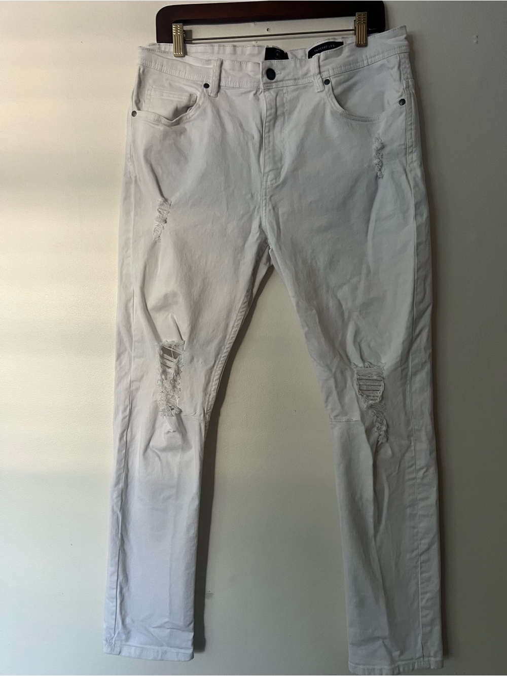 Cotton On Mens White Distressed Streetwear Skinny Jeans, Size 34